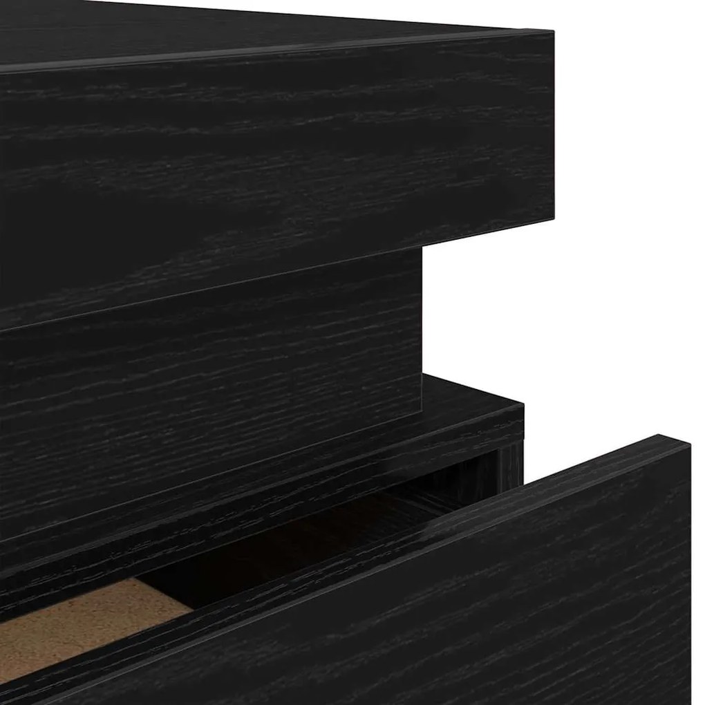 Cômoda de Canto vidaXL com Luzes LED 2 pcs Carvalho Preto 35x39x55 cm