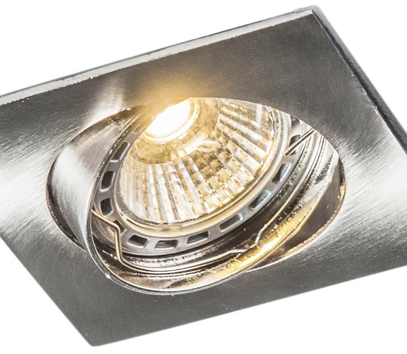 Conjunto de 6 focos embutidos inclináveis aço quadrado - Edu