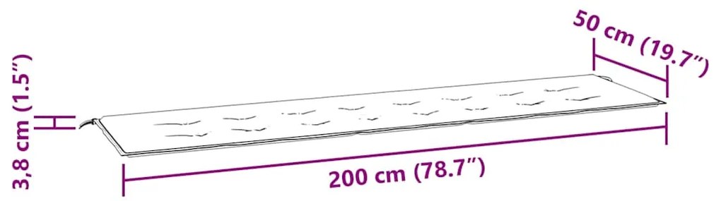 Almofadão p/ banco jardim 200x50x4 cm tecido riscas azul/branco