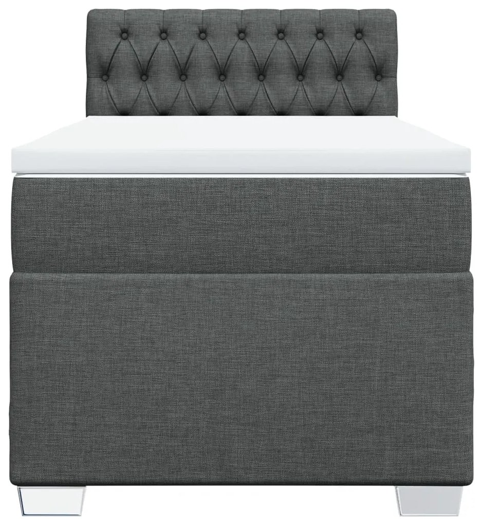 Cama com molas/colchão 90x190 cm tecido cinza-escuro