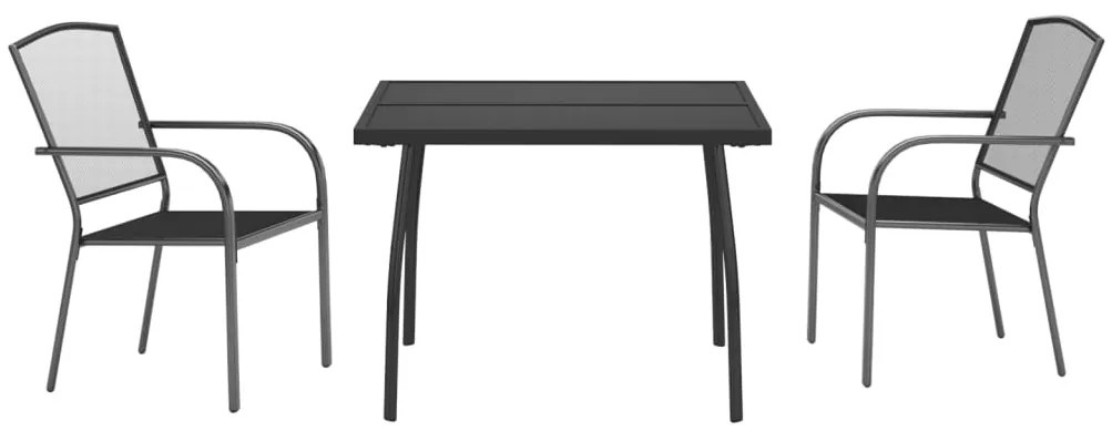 3 pcs conjunto de jantar para jardim aço antracite