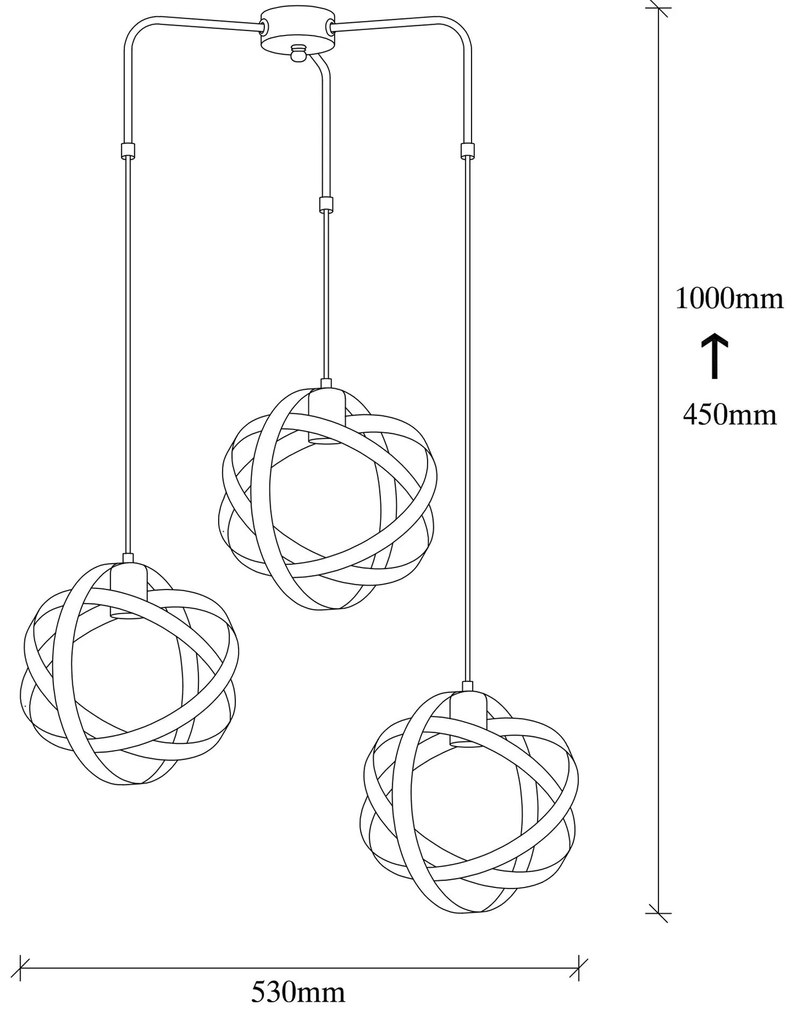 Chandelier Gezegen – Preto Níquel – 53 cm diâmetro, 100 cm altura