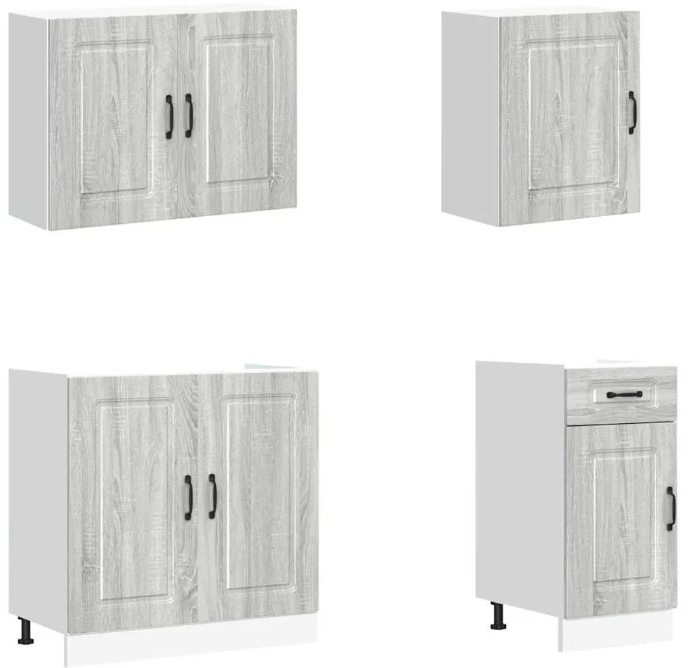7 peças armário de cozinha conjunto Kalmar cinza sonoma