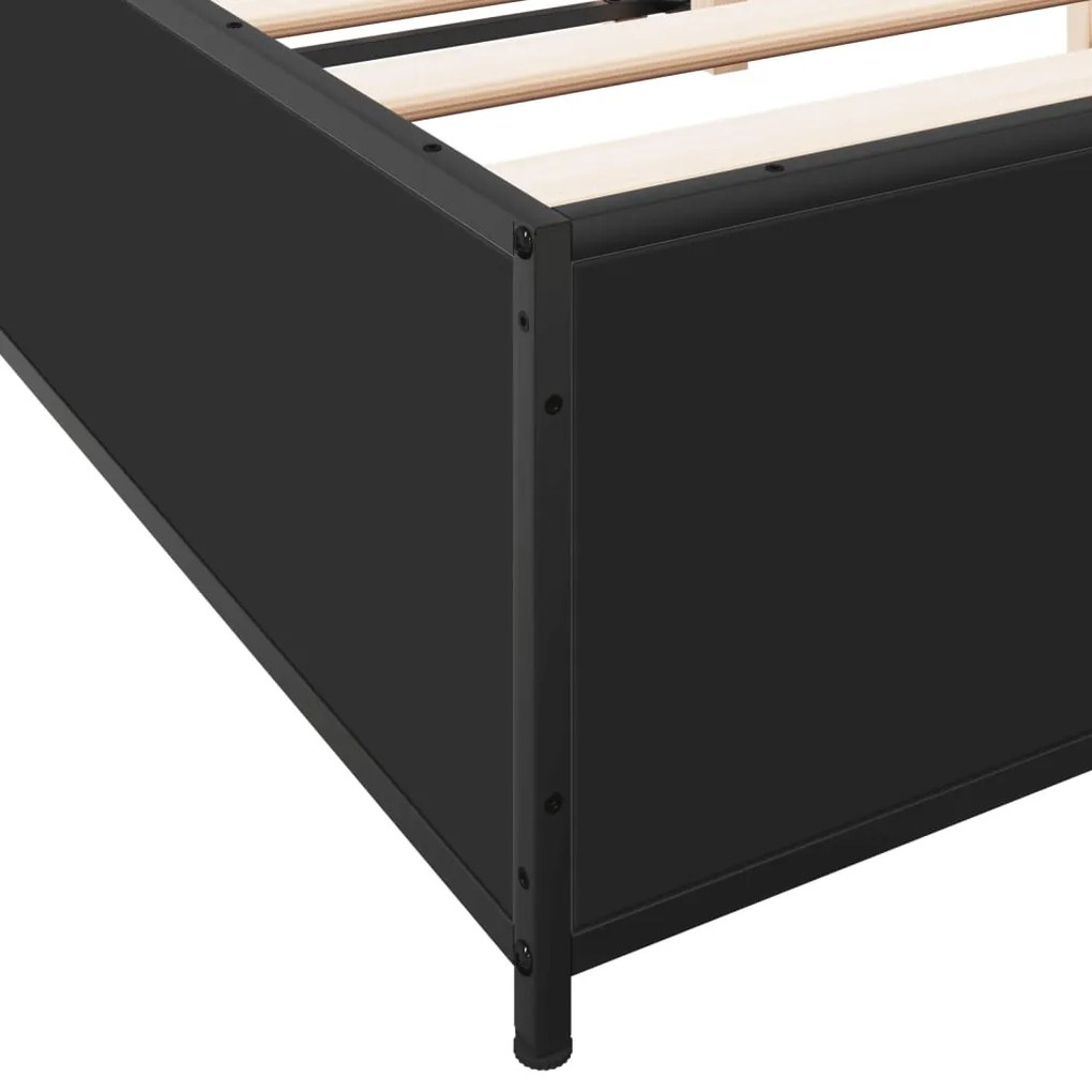 Estrutura de cama 120x190 cm derivados de madeira/metal preto