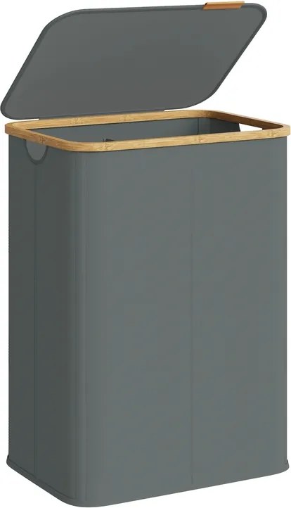 Cesto da roupa suja 52 x 38,5 x 70,5 cm com tampa, 140 litros, em tecido Oxford cinzento ardósia