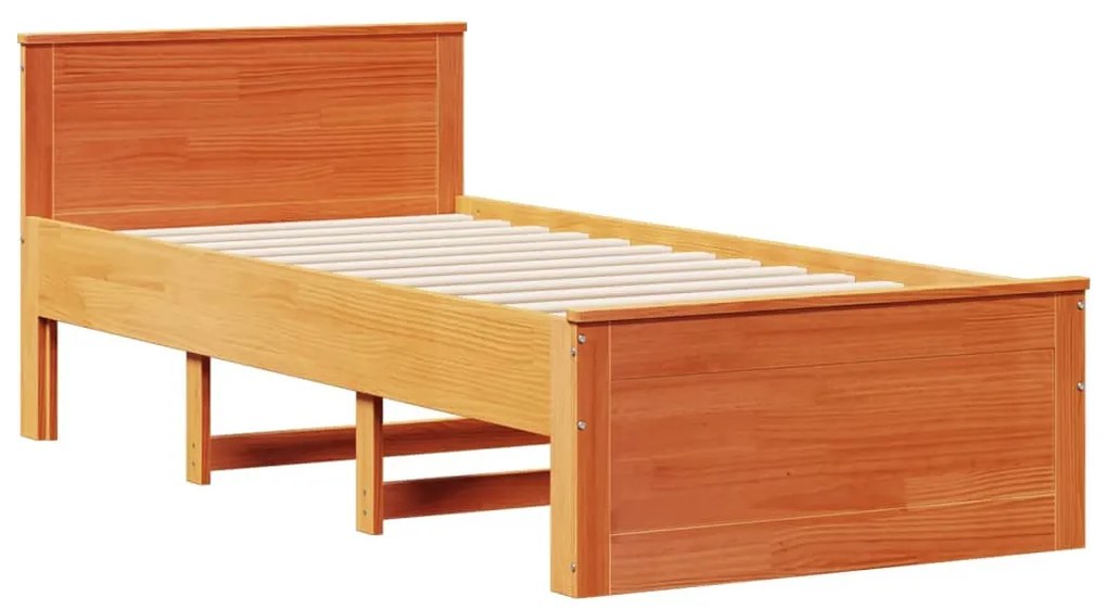 Cama sem colchão com cabeceira 90x200 cm madeira pinho maciça