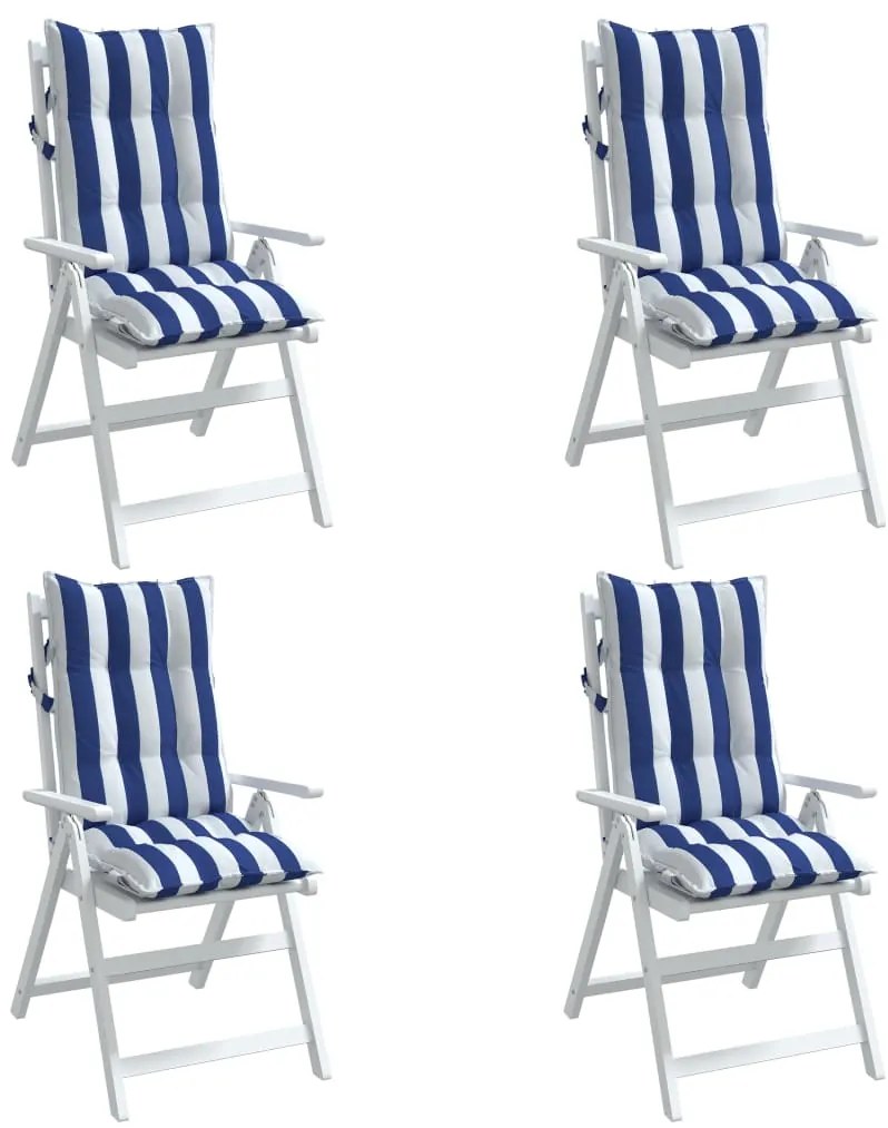 Almofadões cadeira encosto alto 4 pcs tecido oxford azul/branco