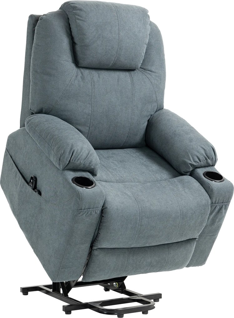 HOMCOM Poltrona de Massagem com Assistente de Levantar, Poltrona para Idosos, 8 Pontos de Massagem, Bolsos Laterais, Controle Remoto, 90L x 101B x 107 cm, Cinza | Aosom Portugal
