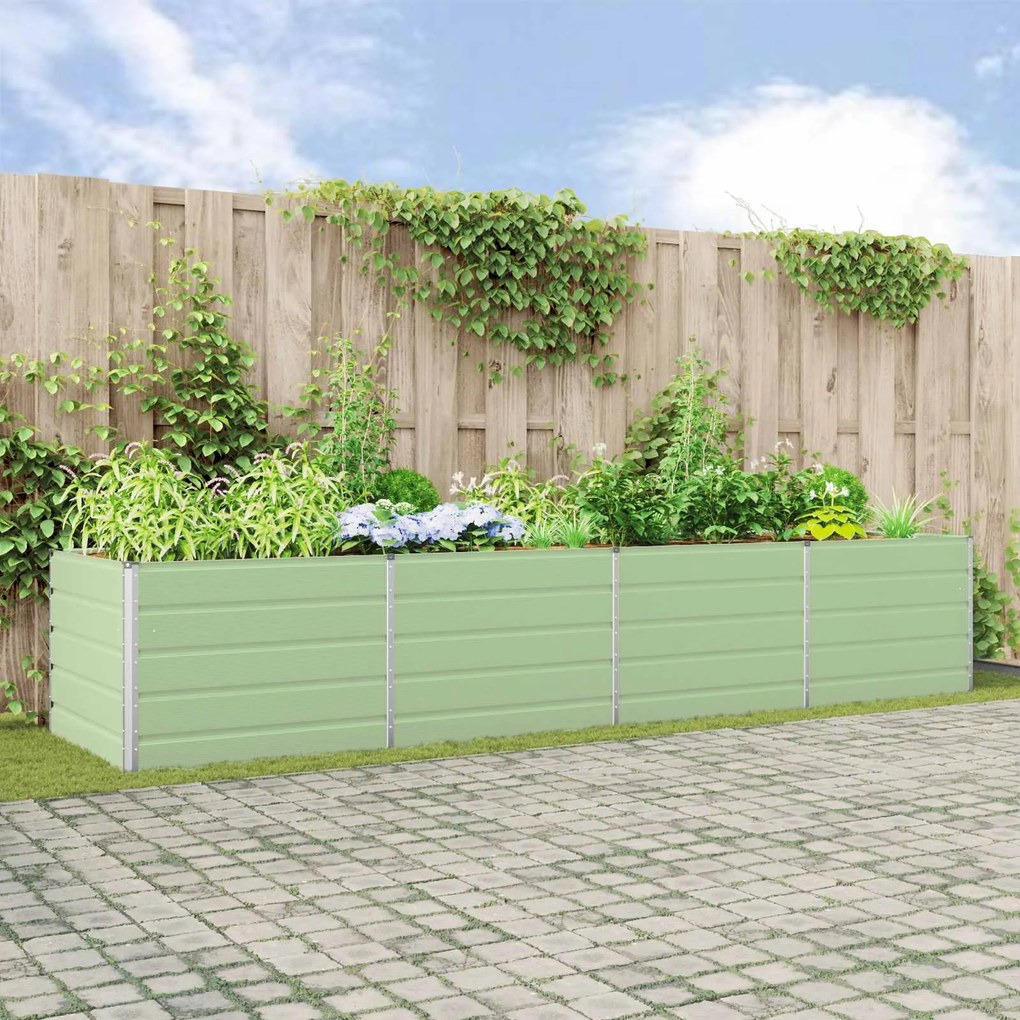 vidaXL Floreira Verde Pastel 195 x 100 x 45 cm Aço Galvanizado