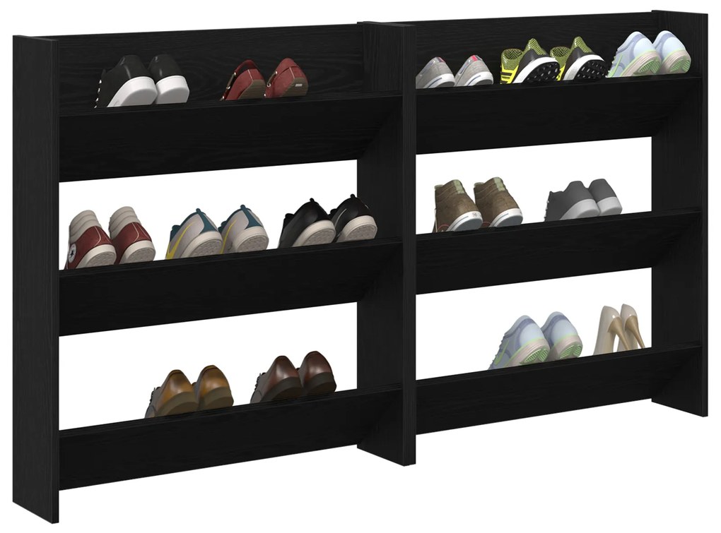 Armários para Sapatos de Parede 2 pcs Carvalho preto