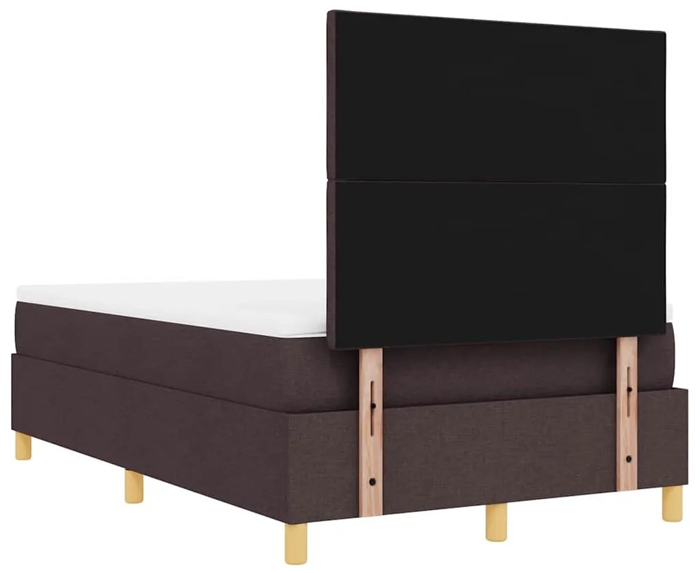 Cama Box Spring com Colchão e Banco Marrom Escuro 120x200 cm Tecido