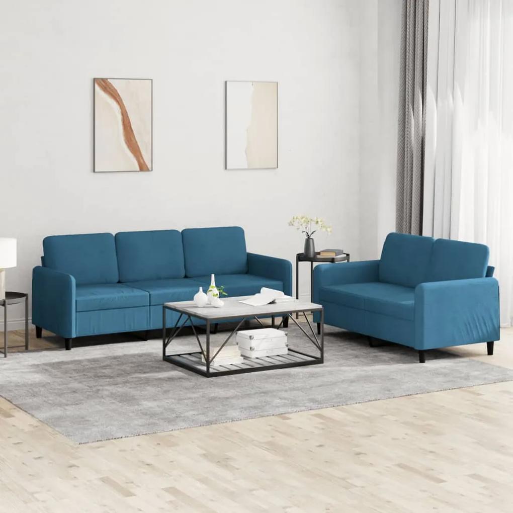 2 pcs conjunto de sofás veludo azul