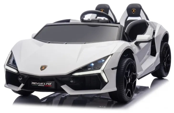 Carro elétrico para Crianças 2 Lugares Lamborghini Revuelto XL STRONG 24V, Rodas AR bombeado, Assento Couro ecológico Branco