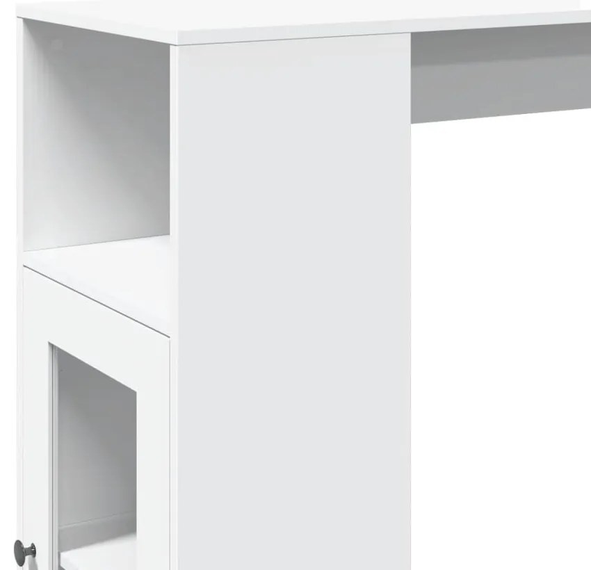 Mesa de bar com prateleiras derivados de madeira branco