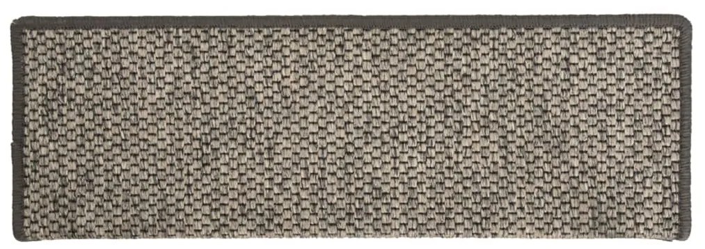 Tapetes de escada adesivos 15 pcs 65x21x4 cm cinzento e bege
