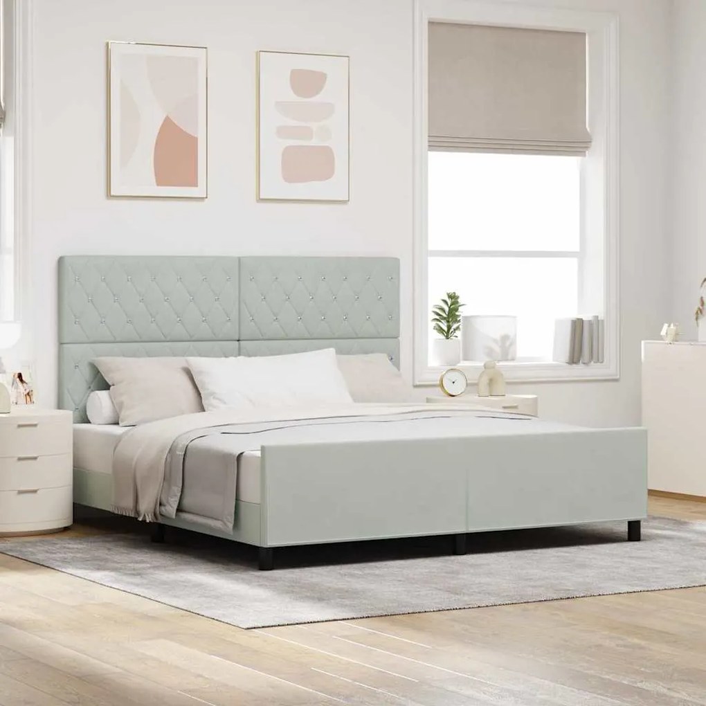 vidaXL Cama Box com cabeceira Cinzento-claro 180 x 200 cm Veludo