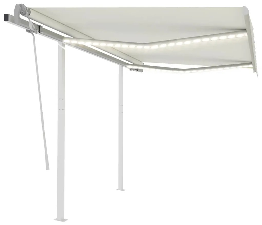 vidaXL Toldo retrátil manual com LED 3x2,5 m cor creme