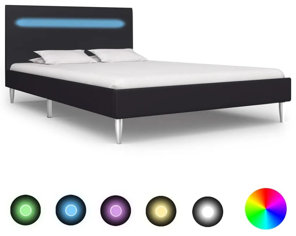 280962 vidaXL Estrutura de cama com LED 120x200 cm tecido preto