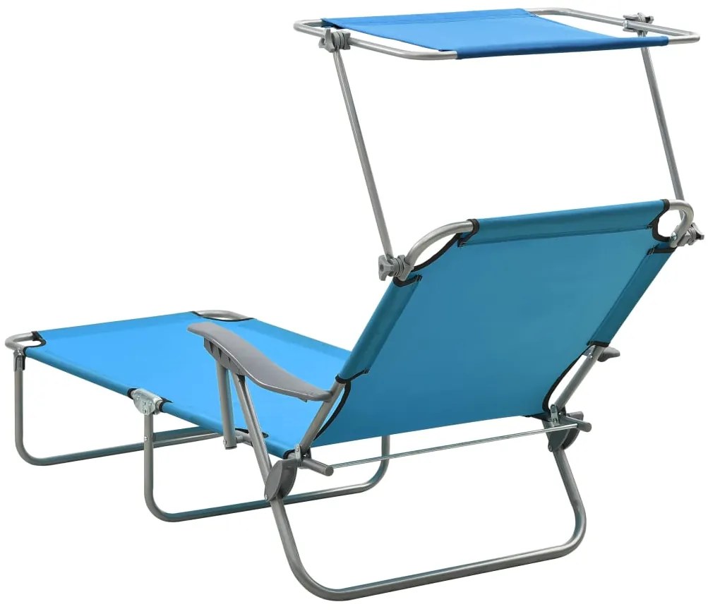 Espreguiçadeira com toldo aço azul