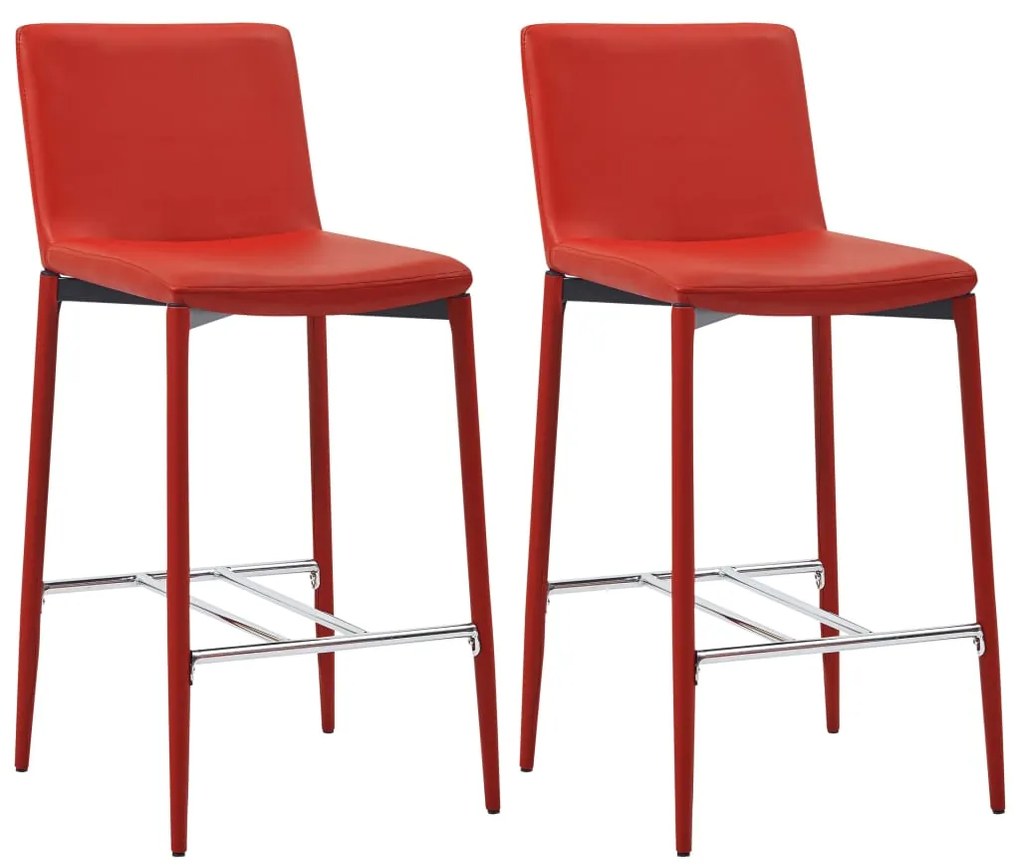 vidaXL Bancos de bar 2 pcs couro artificial vermelho
