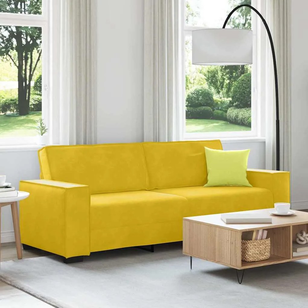 vidaXL Sofá de 3 lugares 220x78x84 cm veludo amarelo