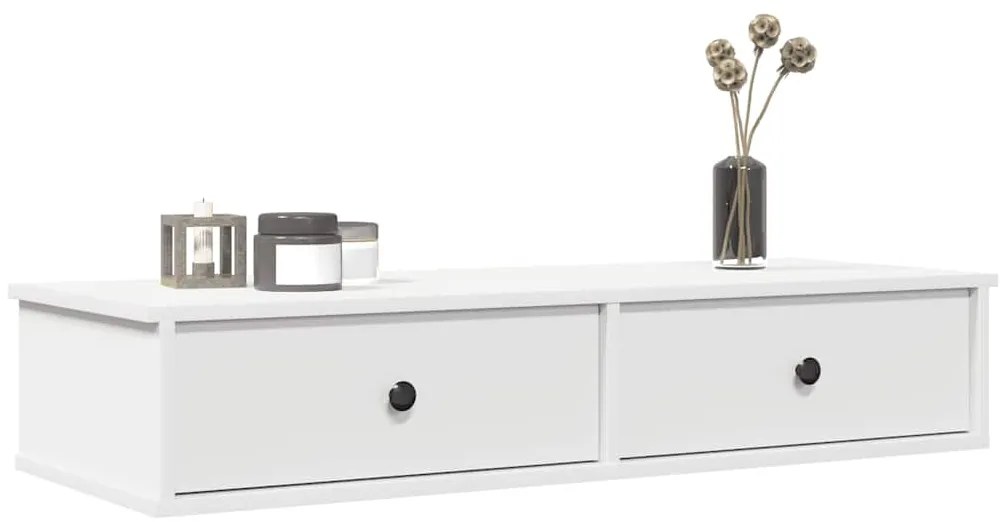 Prateleira parede c/ gavetas 100x37,5x19cm deriv.madeira branco