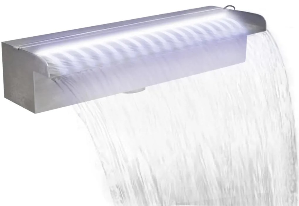 41672 vidaXL Fonte para piscina retangular com LEDs 45 cm aço inoxidável