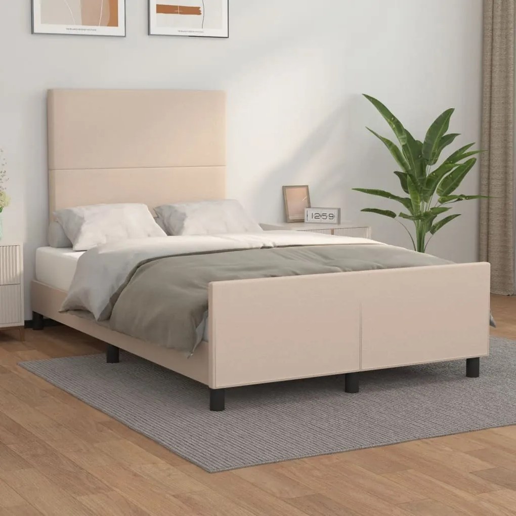 Estrutura de cama sem colchão 120x190cm couro artif. cappuccino