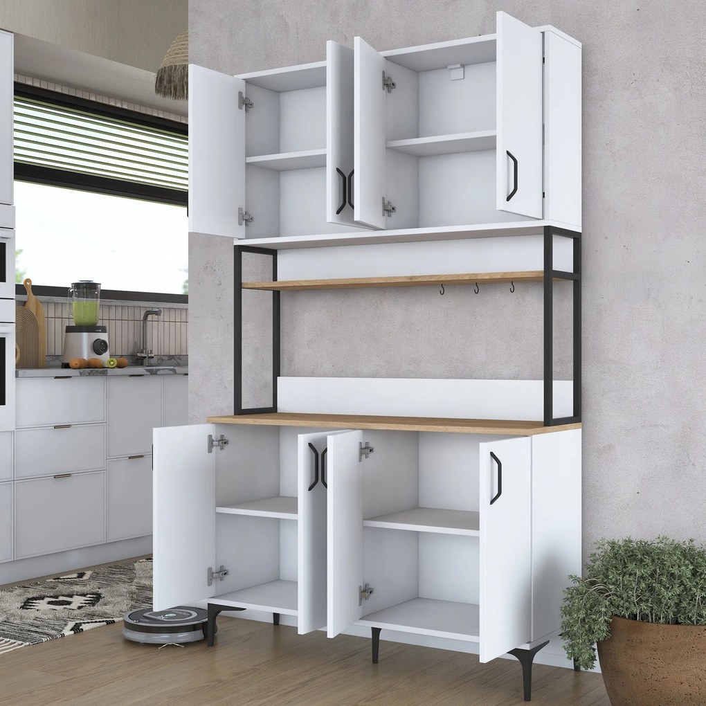 Armário Alto de Cozinha "Stella" - 120 x 198,6 x 40 cm - Nogueira e Br