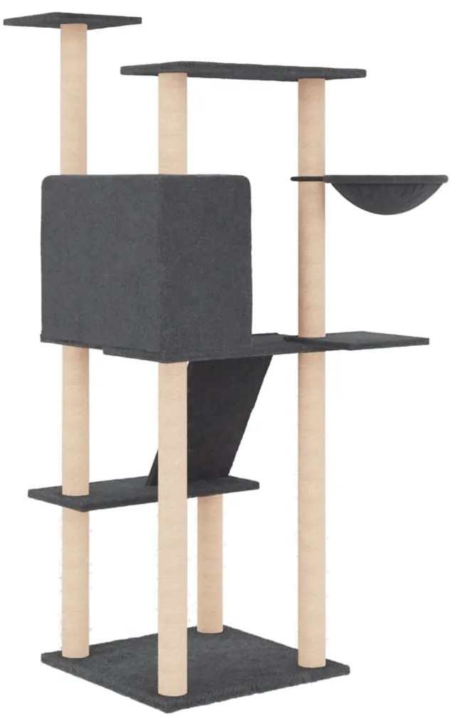 Árvore p/ gatos c/ postes arranhadores sisal 143cm cinza-escuro