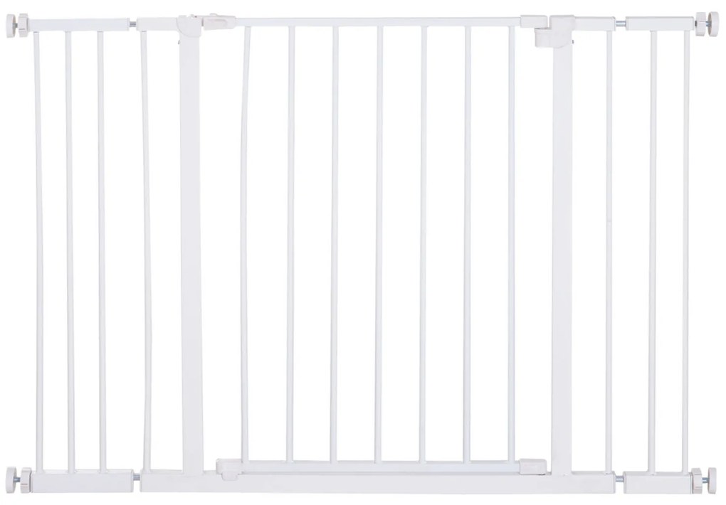 PawHut Barreira de Segurança para Animais de Estimação Extensível para Escadas e Portas Barreira de Segurança para Cães 76-107x76 cm Branco
