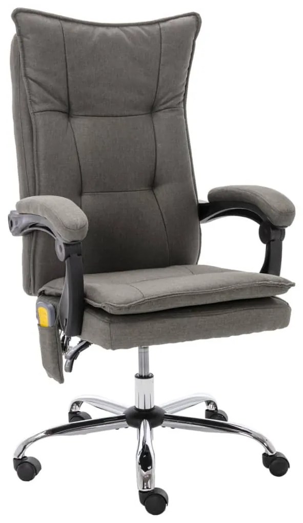 vidaXL Cadeira de escritório c/ função de massagem tecido cinzento
