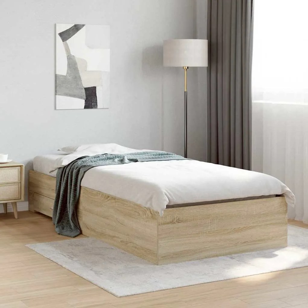 Cama vidaXL Sonoma Carvalho 90x190 cm Madeira Engenharia