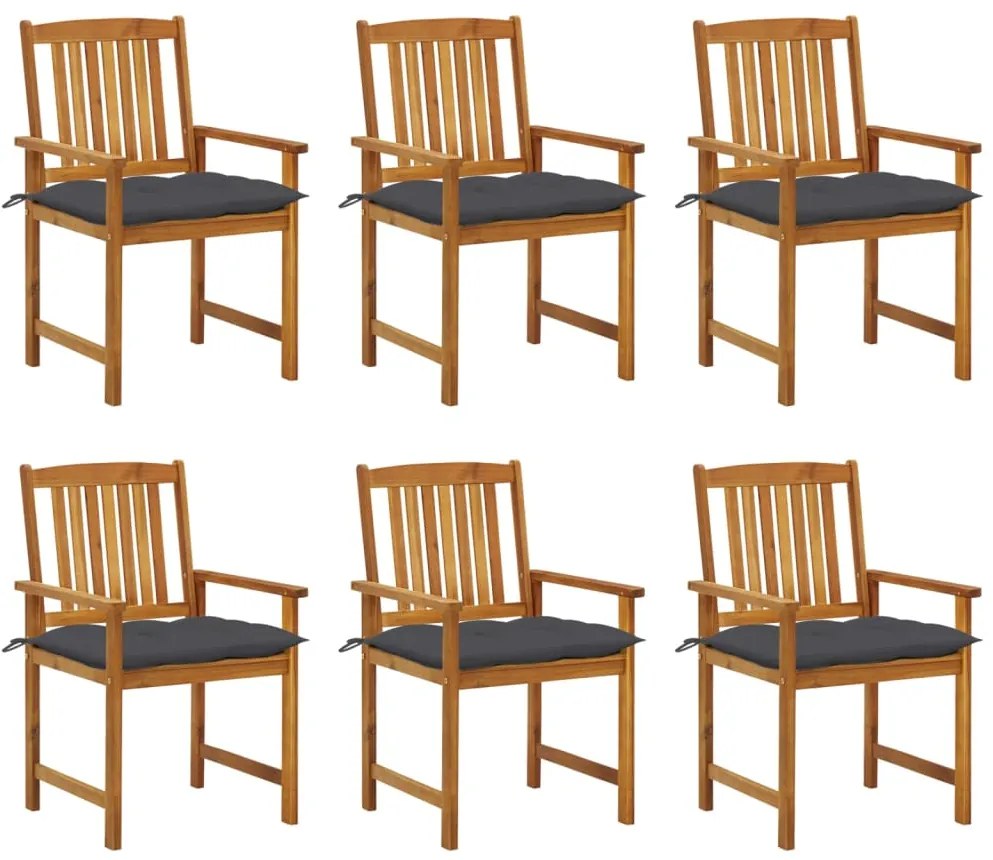 vidaXL Cadeiras de jardim com almofadões 6 pcs acácia maciça