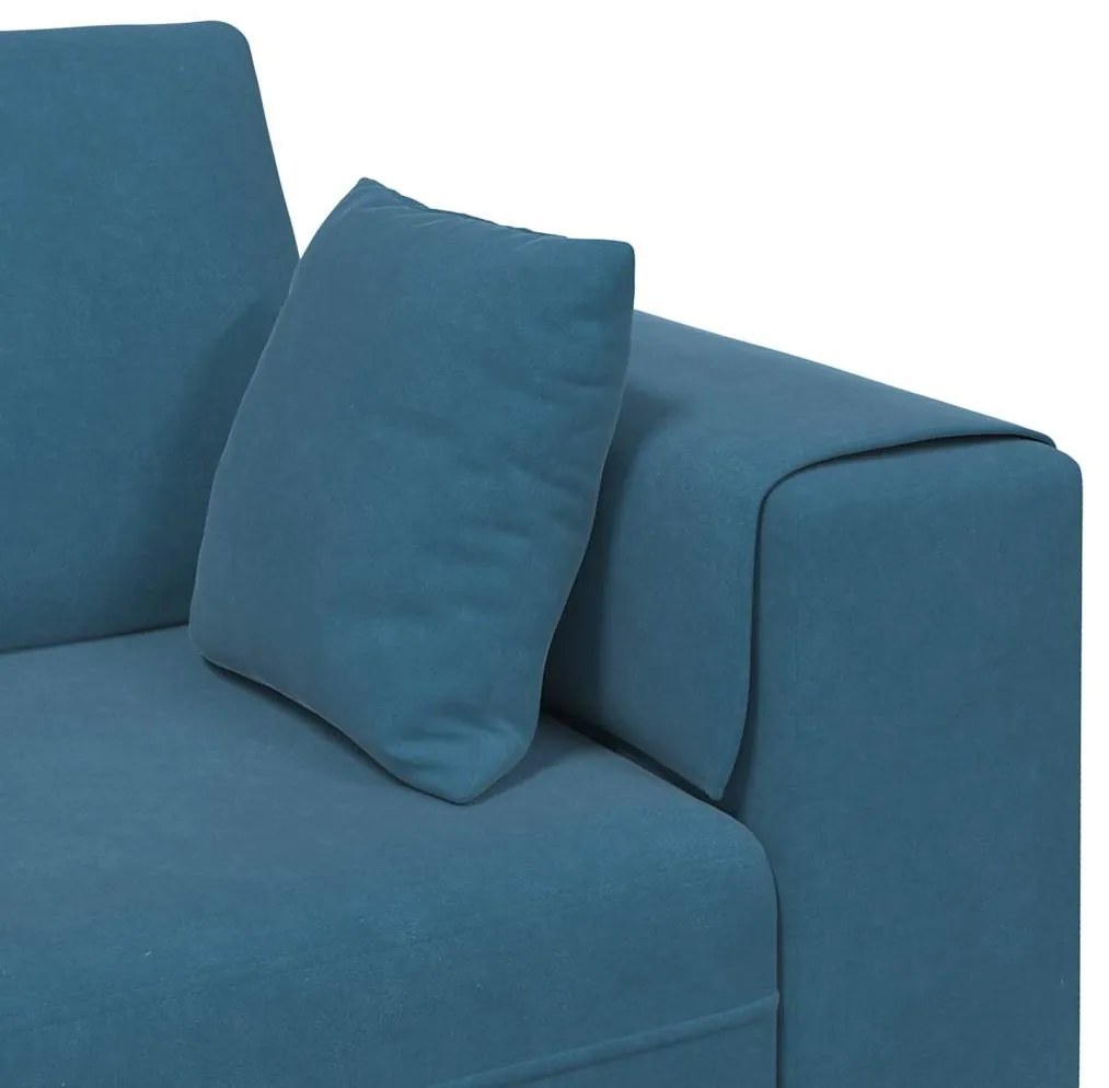 Sofá de Veludo com almofada com travesseiro Azul 208 cm Veludo