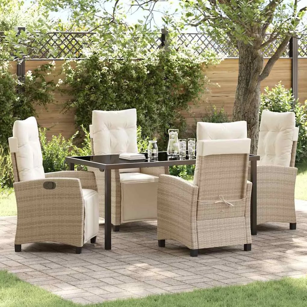 vidaXL Conjunto de Jantar de Jardim com 5 Peças em Rattan Bege