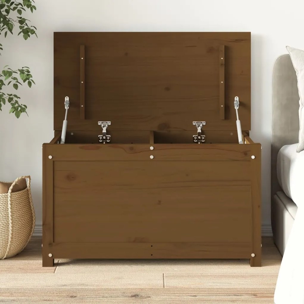 823537 vidaXL Caixa de arrumação 80x40x45,5 cm pinho maciço castanho-mel