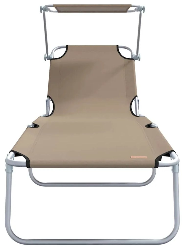Espreguiçadeiras Dobráveis 2 pcs com Teto Taupe 600D Oxford Fabric