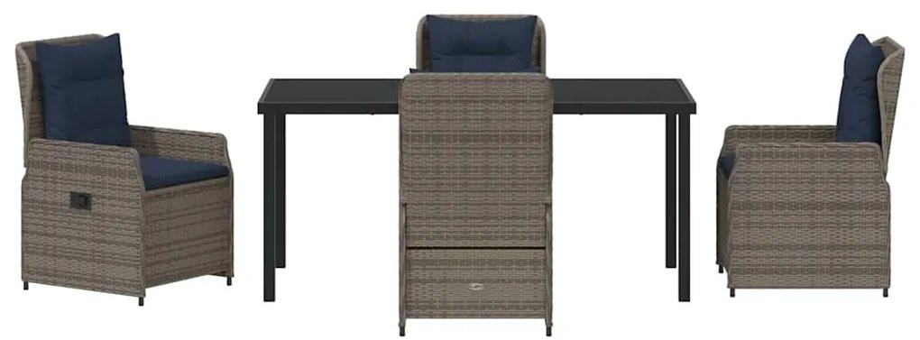 Conjunto de Jantar de Jardim 5 Peças Cinza Rattan