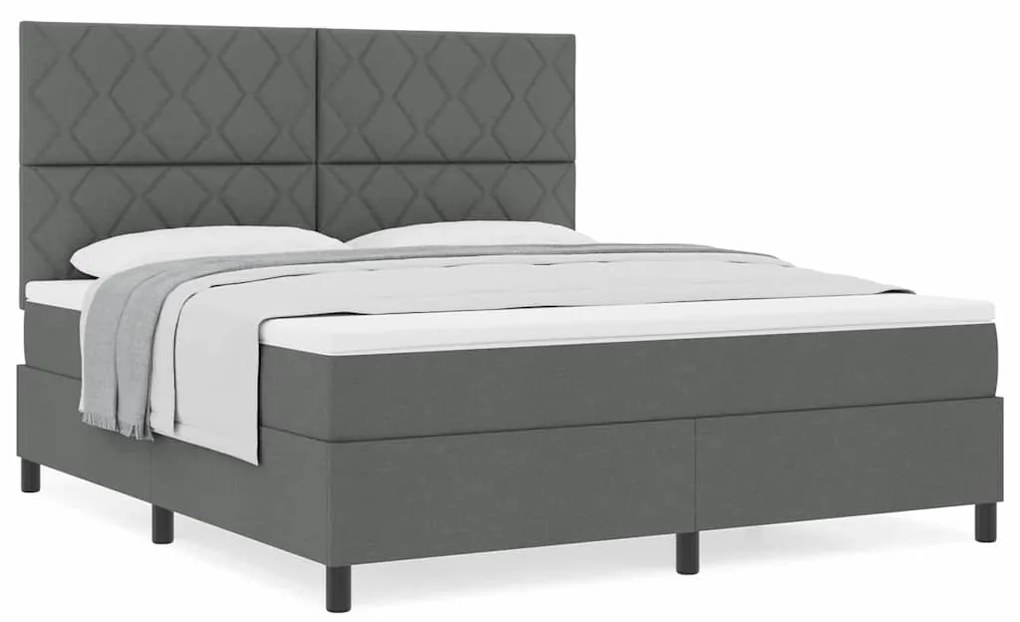 Cama Box Spring com Colchão Cinza Escuro Super King Tecido