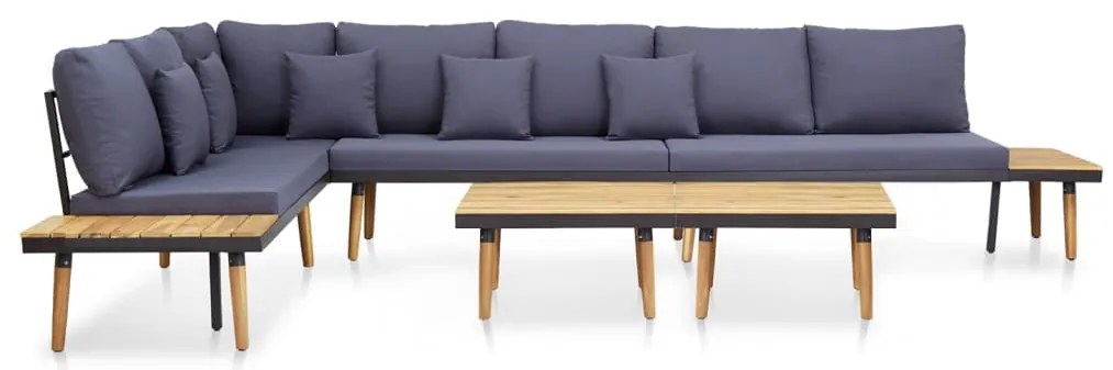 7 lugares conjunto lounge jardim + almofadões acácia castanho