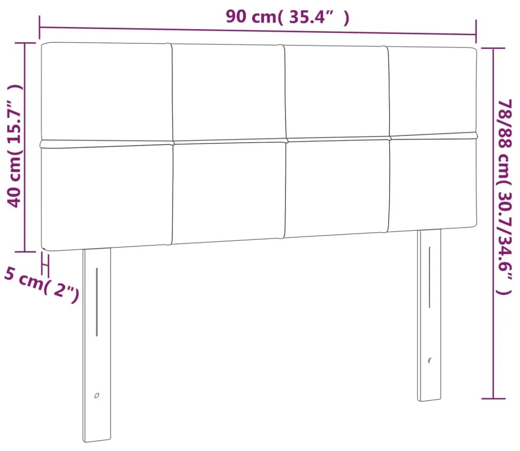 Cabeceira de cama c/ luzes LED tecido 90x5x78/88 cm preto