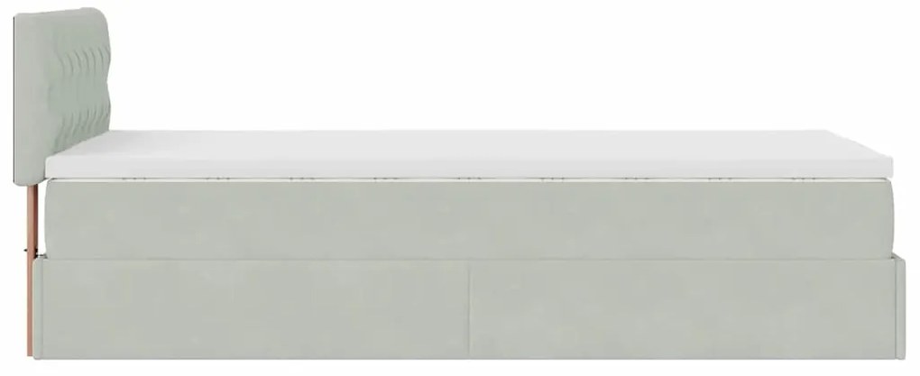 Estrutura cama otomana colchão 80x200 cm veludo cinzento claro