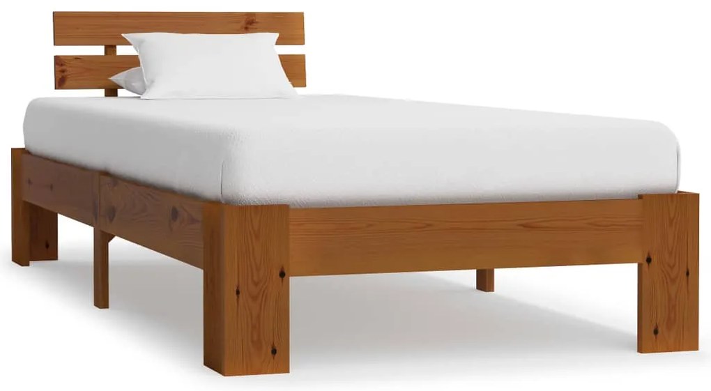 Estrutura de cama 90x200 cm pinho maciço castanho mel