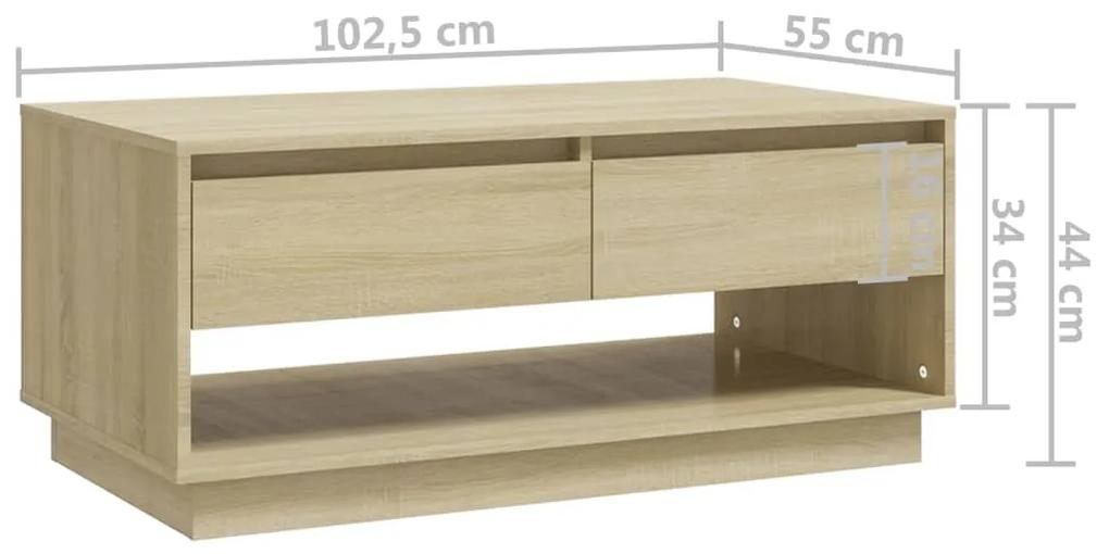 Mesa de Centro Madrid com 2 Gavetas de 102 cm - Carvalho - Design Mode