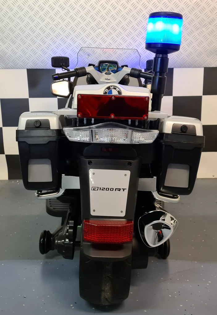 Mota eletrica para crianças policia BMW R1200 Pneus Borracha Branca