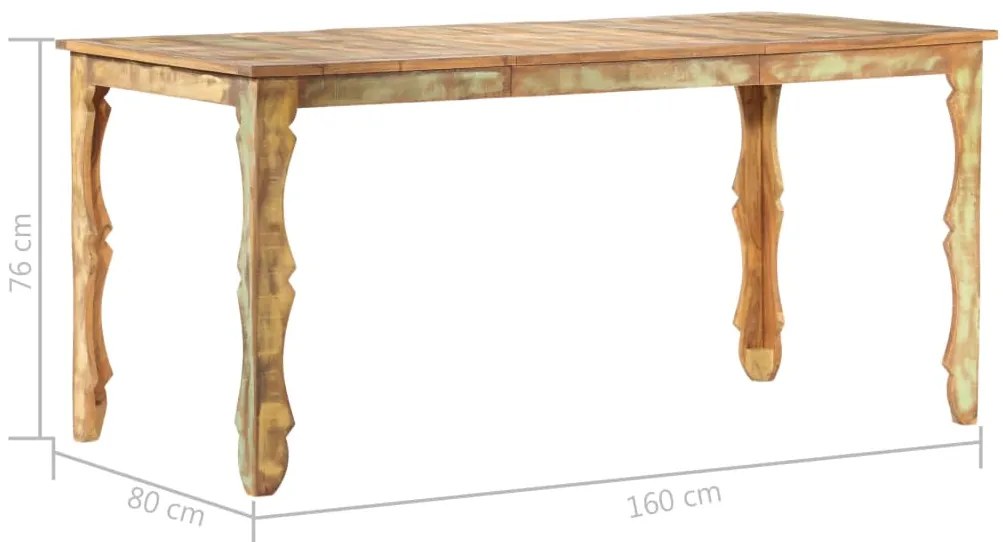 Mesa de jantar 160x80x76 cm madeira recuperada maciça