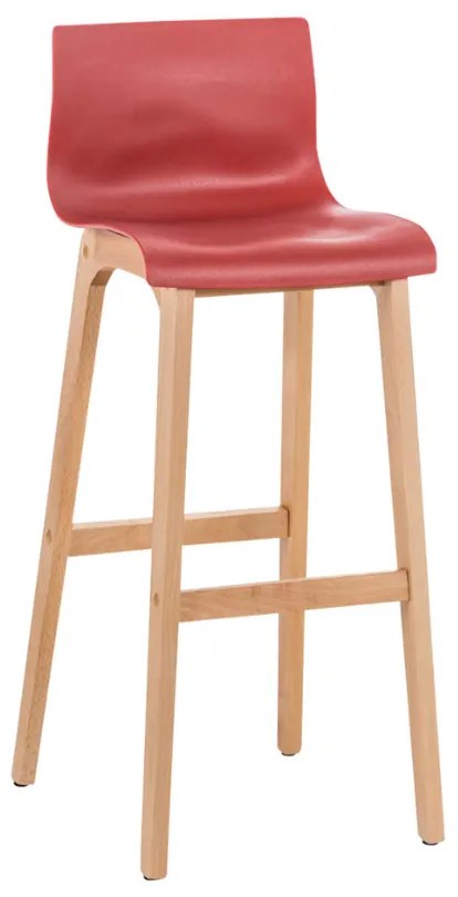 Banco de bar Hoover em plástico e com estrutura de Cor Natural 41 x 101 x 46 cm Vermelho