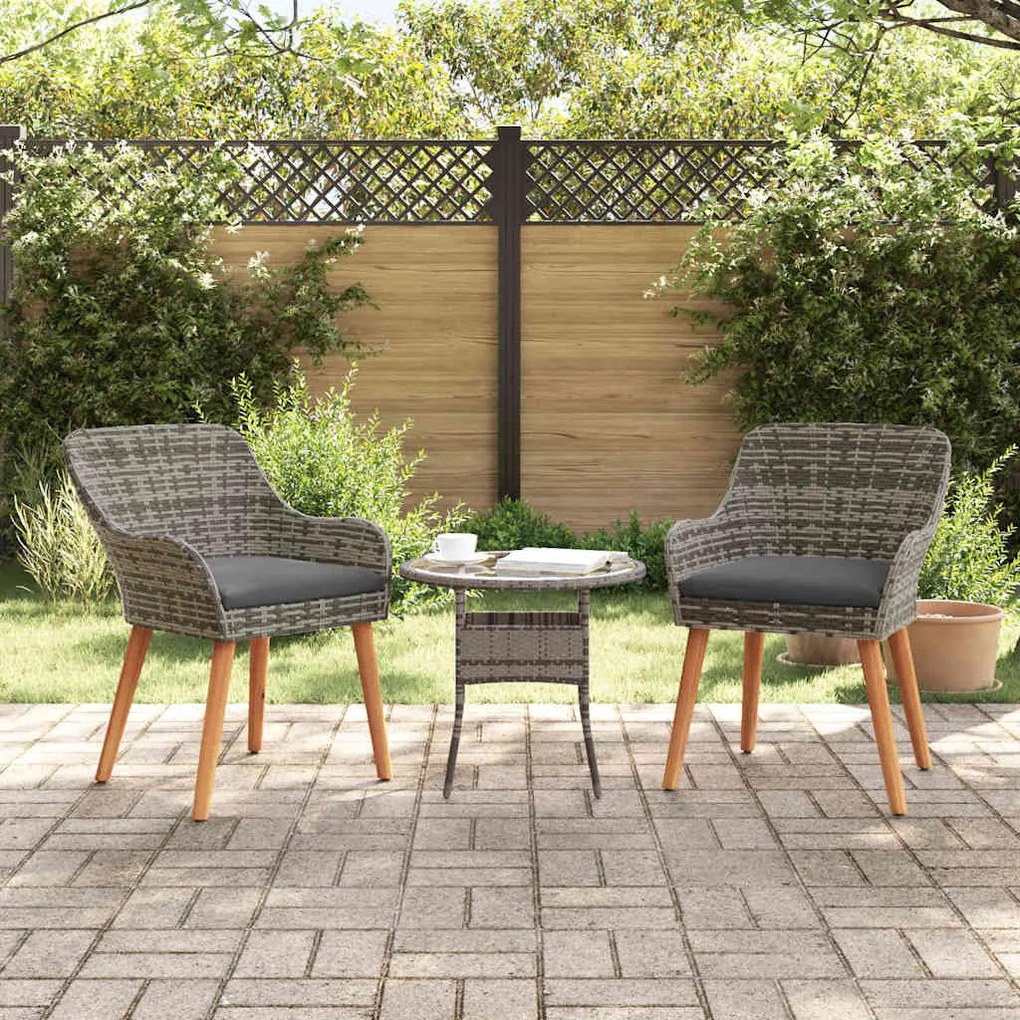 vidaXL Cadeira de Jardim 2 pcs Cinzeto 55 x 62,5 x 82cm vime PE
