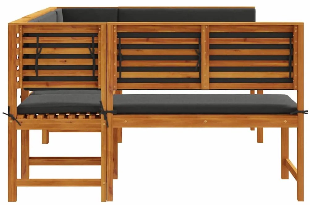 Conjunto de Jardim com 5 Peças e Almofadas em Madeira de Acácia